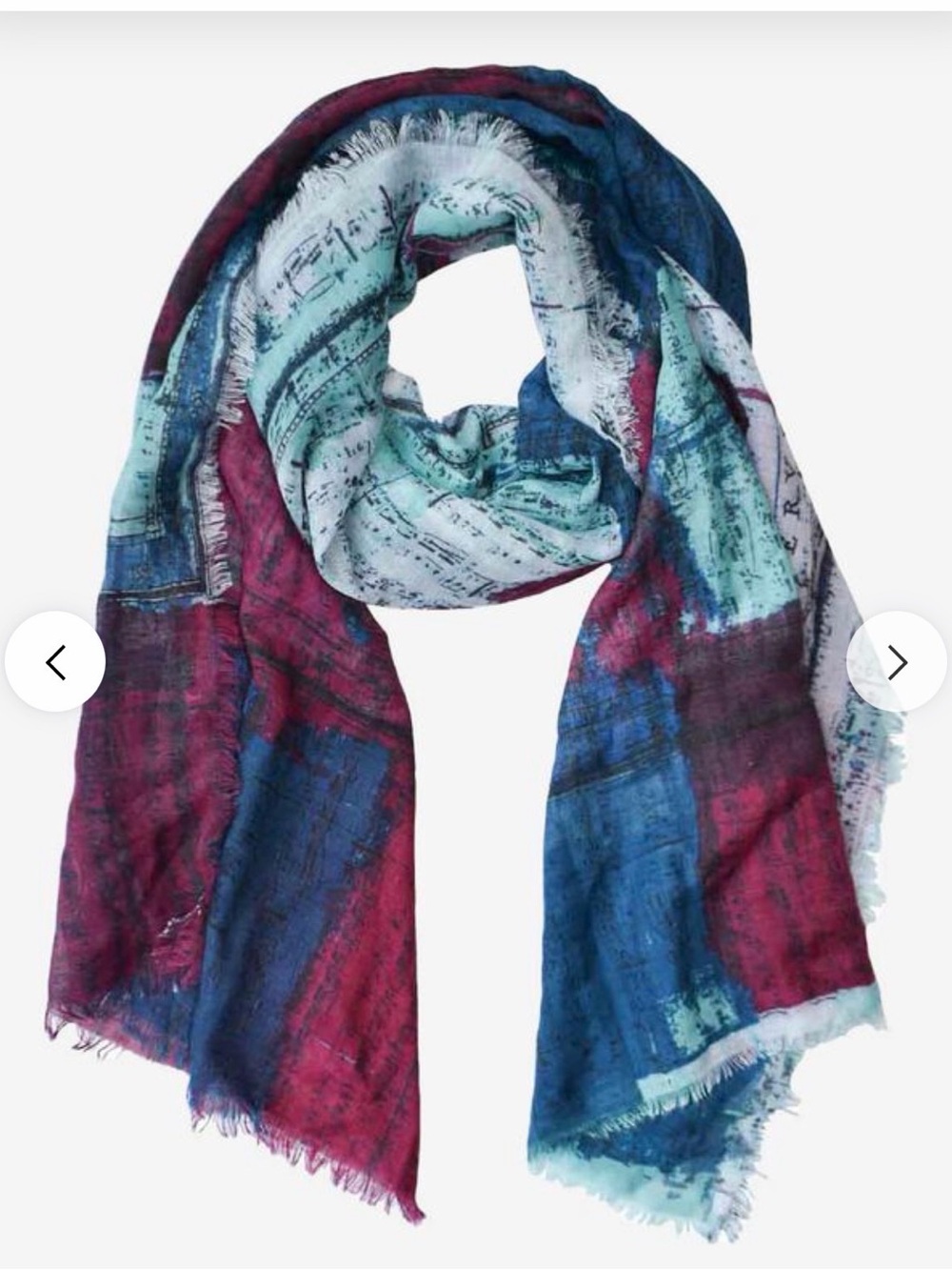 Hard Rock Map Print Scarf With Fringe In Multicolor Hues NWT - C61-033